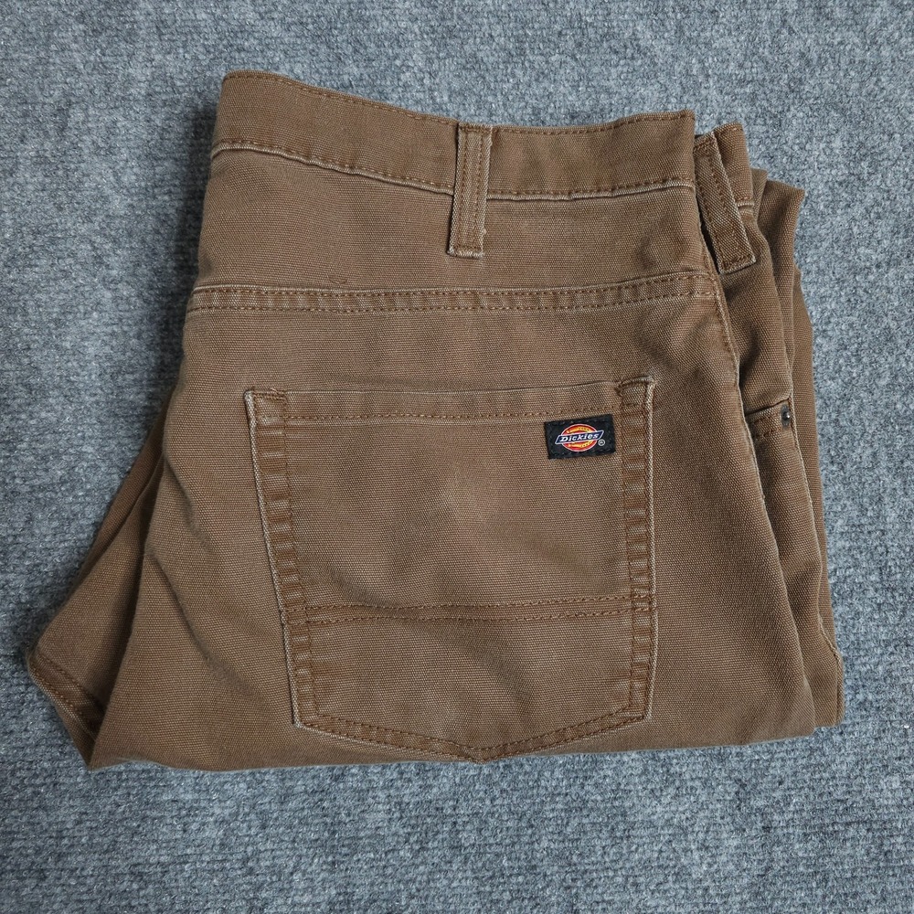 Dickies Flex Work Pants Mens 36x30 Brown Straight Leg Duck Canvas 5-Pocket Denim